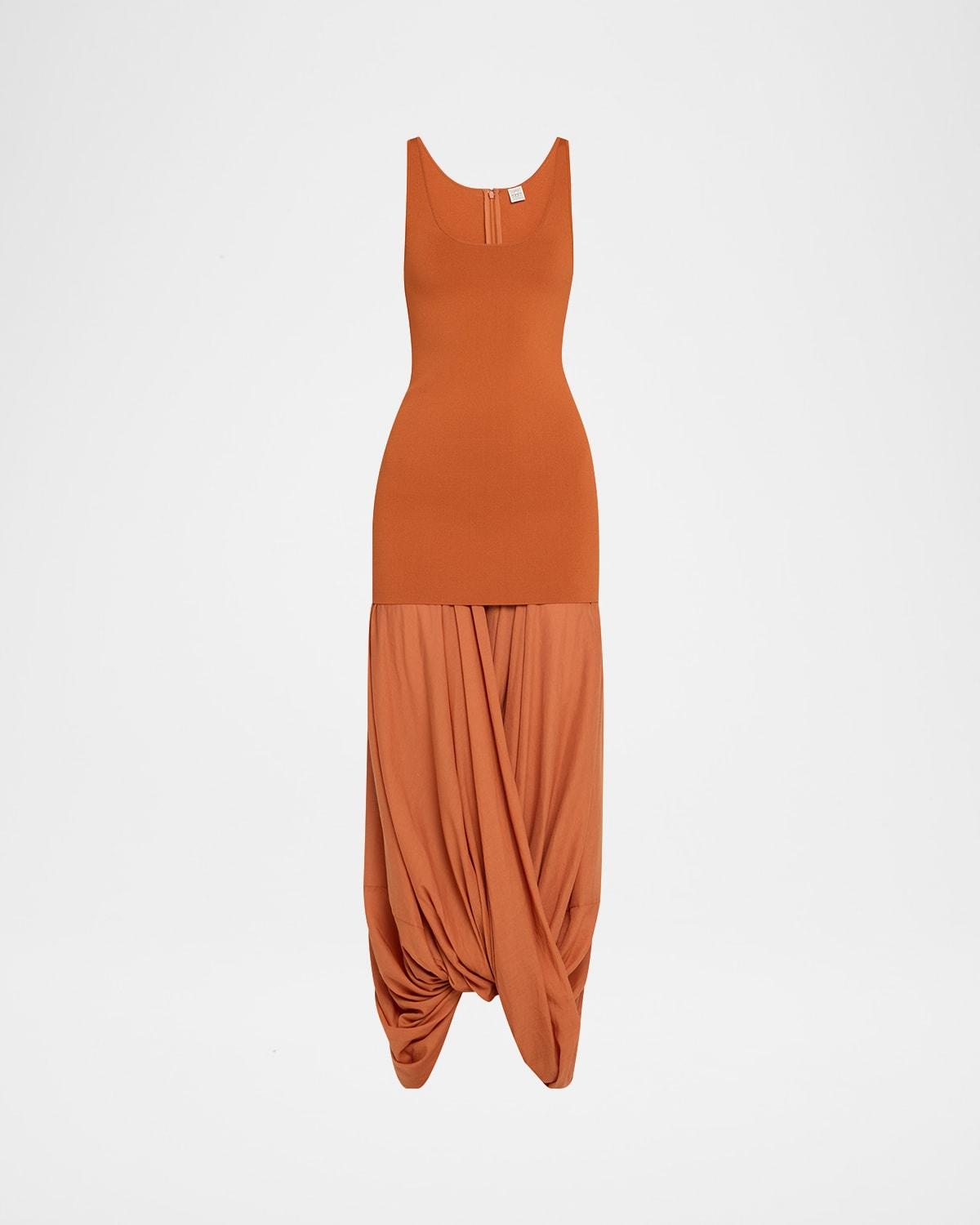 draped cocoon maxi tank dress
