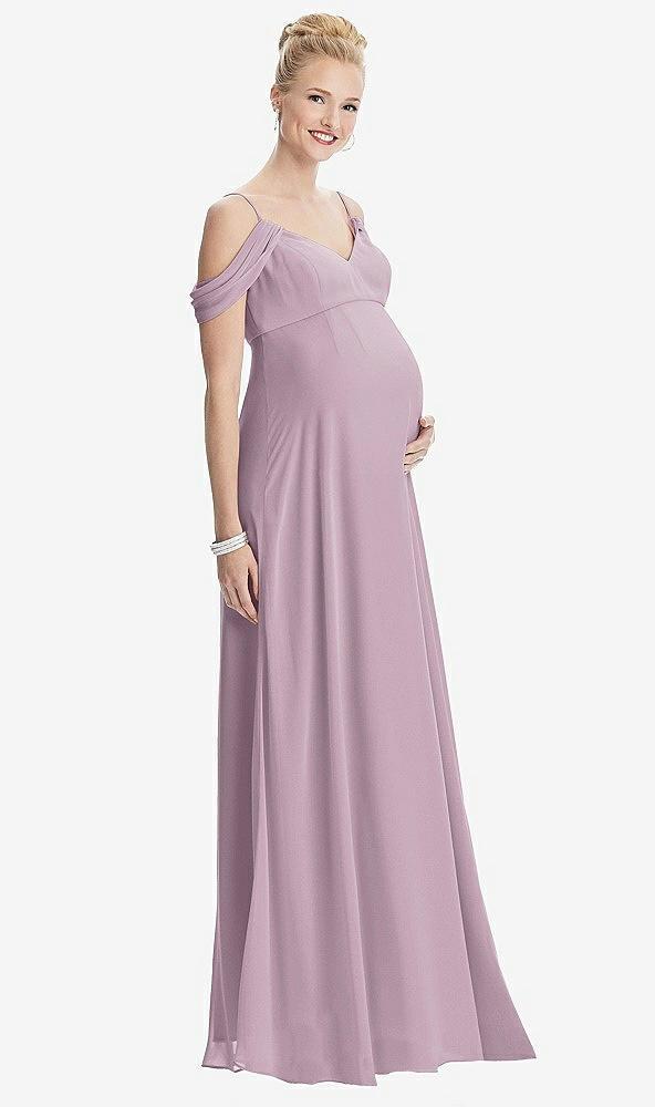 draped cold-shoulder chiffon maternity dress
