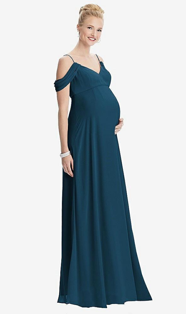 draped cold-shoulder chiffon maternity dress