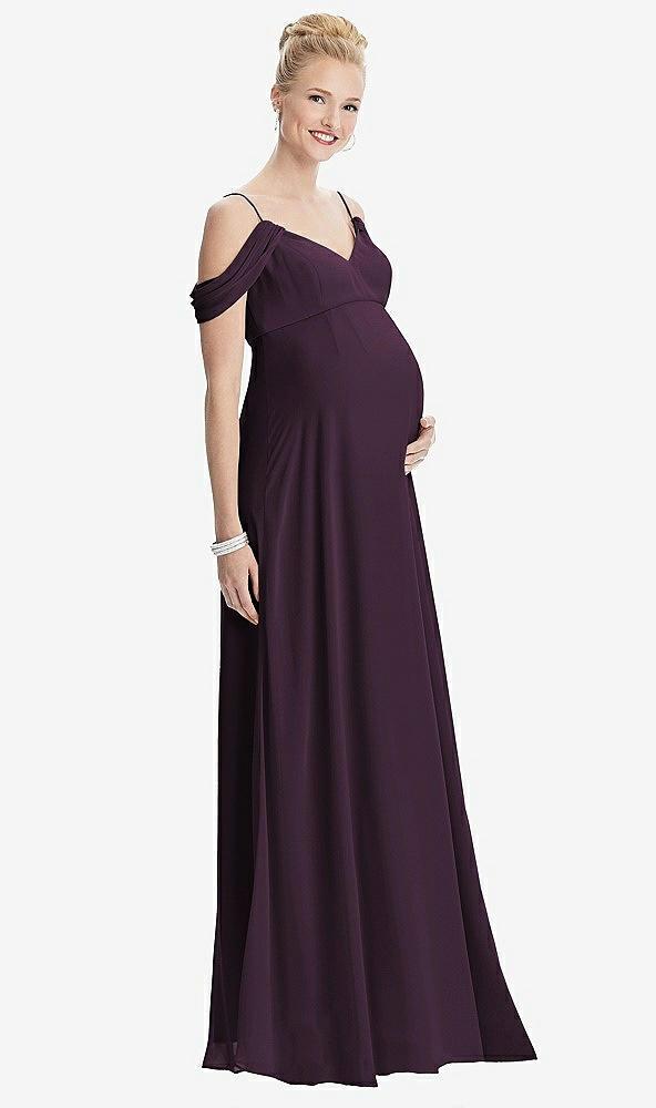draped cold-shoulder chiffon maternity dress