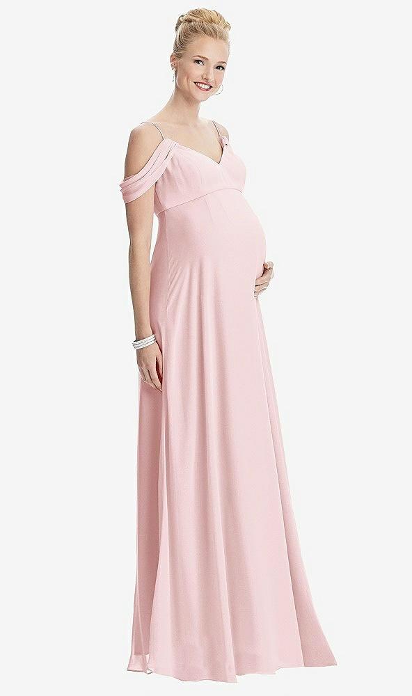 draped cold-shoulder chiffon maternity dress