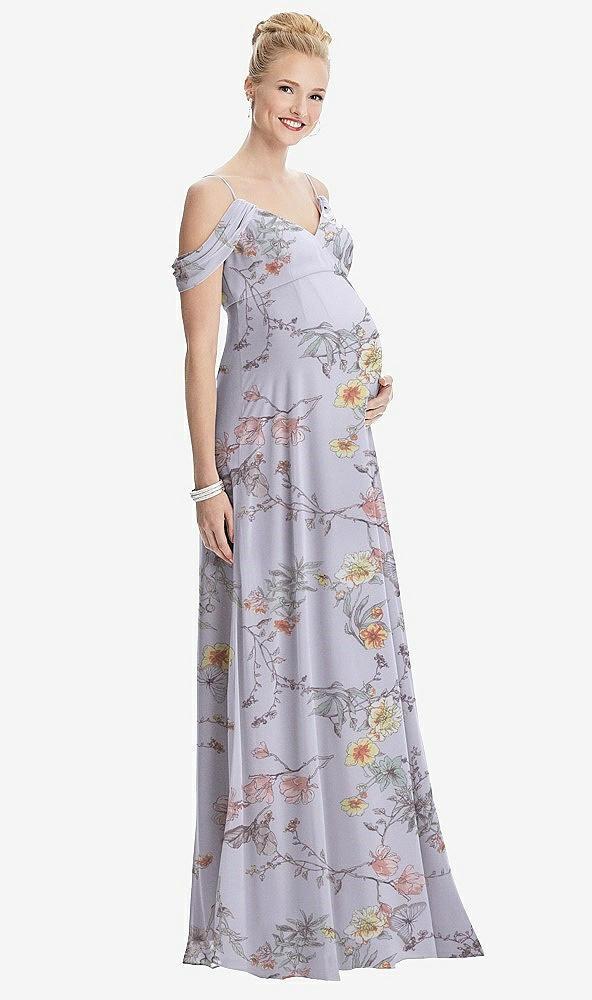 draped cold-shoulder chiffon maternity dress