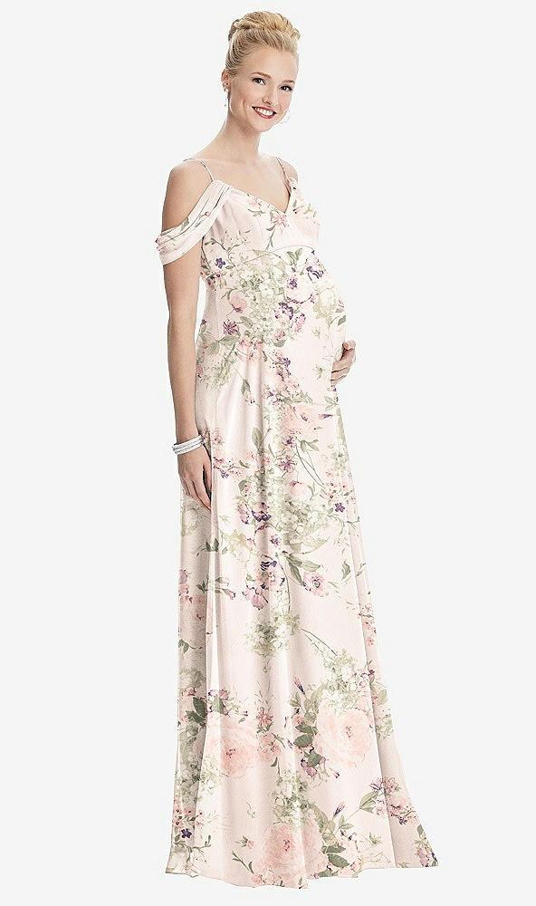 draped cold-shoulder chiffon maternity dress