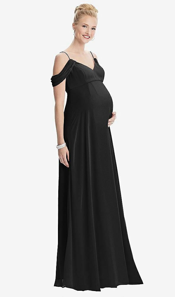 draped cold-shoulder chiffon maternity dress