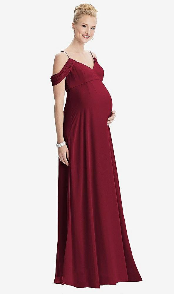 draped cold-shoulder chiffon maternity dress