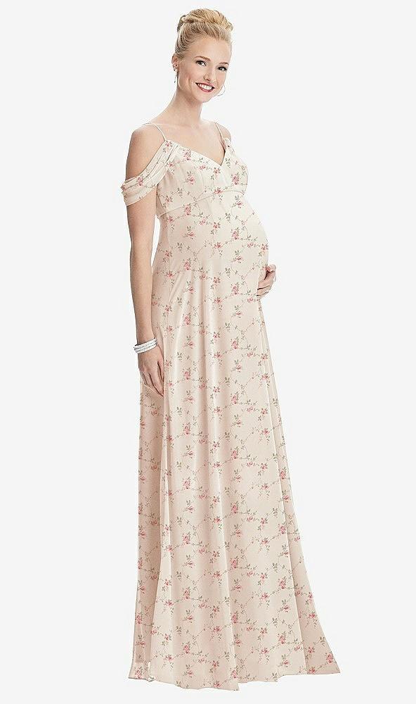 draped cold-shoulder chiffon maternity dress