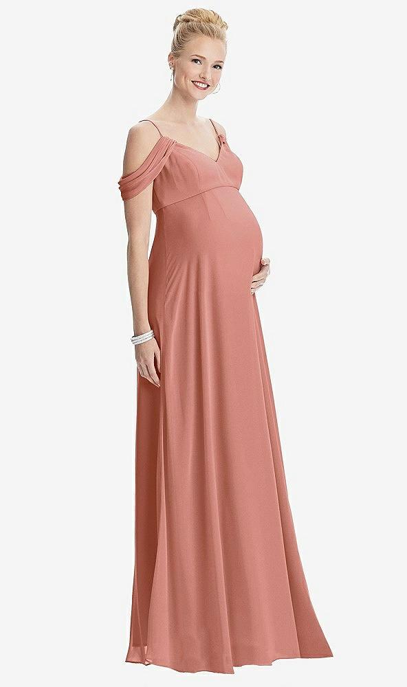 draped cold-shoulder chiffon maternity dress
