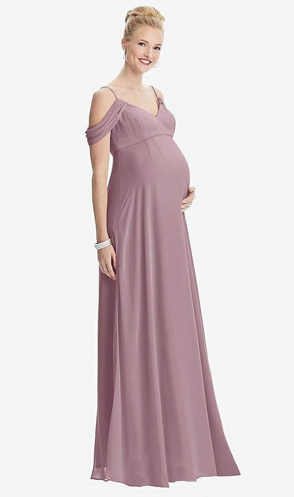 draped cold-shoulder chiffon maternity dress