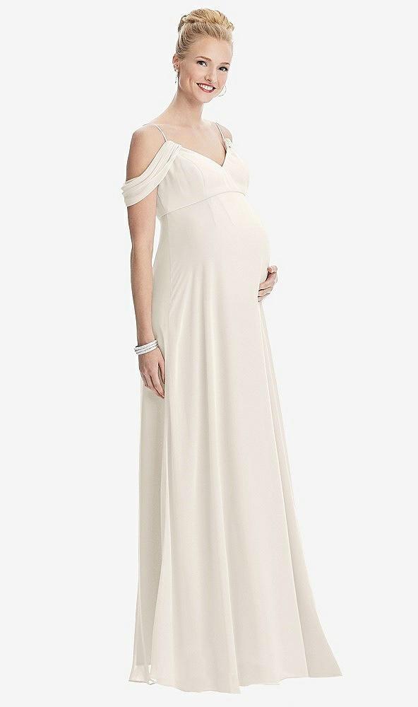 draped cold-shoulder chiffon maternity dress