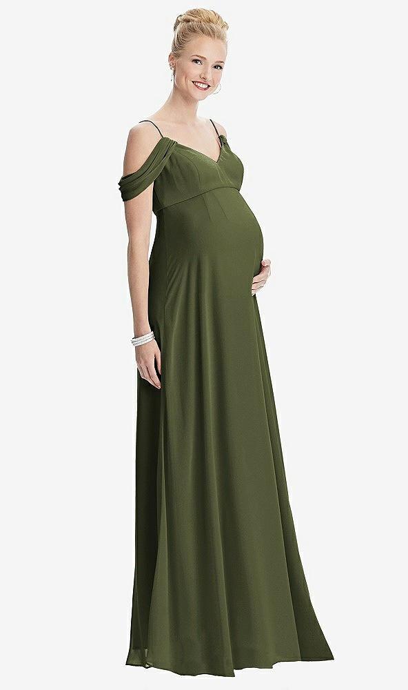 draped cold-shoulder chiffon maternity dress