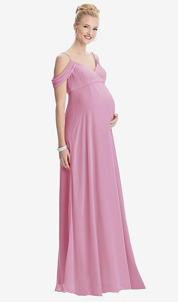 draped cold-shoulder chiffon maternity dress