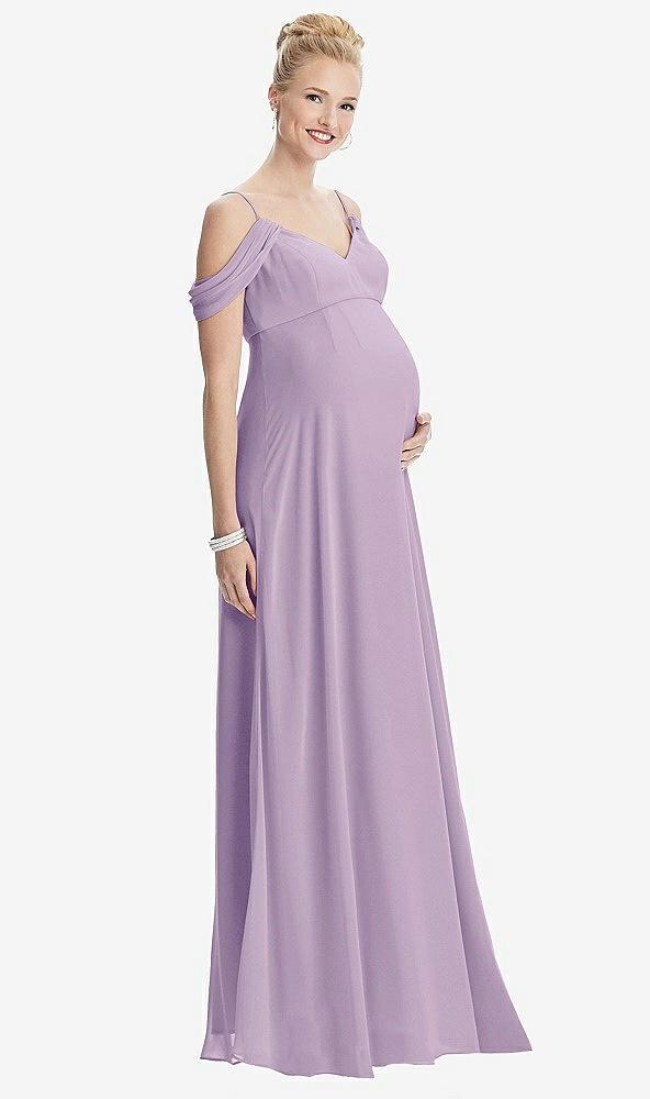 draped cold-shoulder chiffon maternity dress