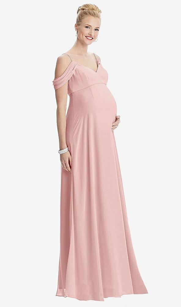draped cold-shoulder chiffon maternity dress
