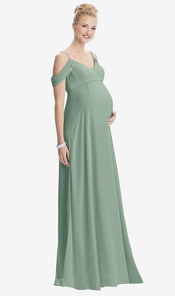 draped cold-shoulder chiffon maternity dress