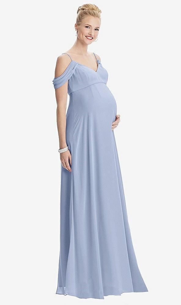 draped cold-shoulder chiffon maternity dress