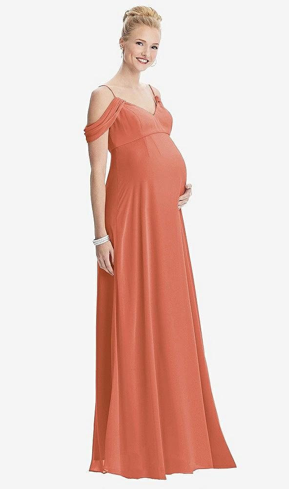 draped cold-shoulder chiffon maternity dress
