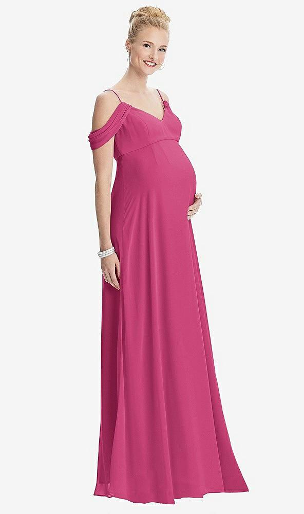 draped cold-shoulder chiffon maternity dress
