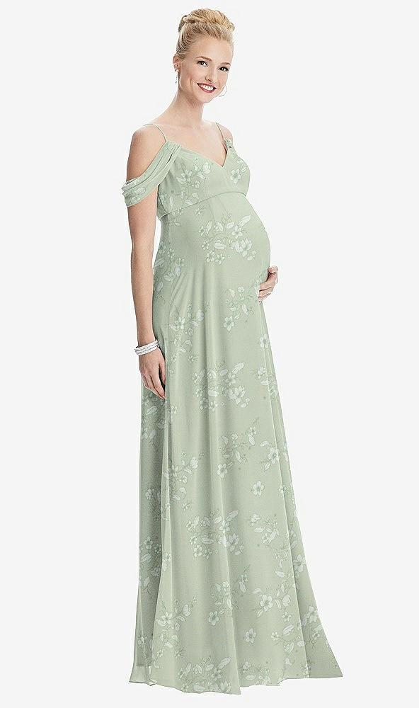 draped cold-shoulder chiffon maternity dress