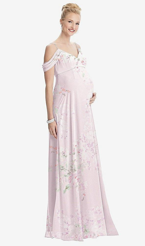 draped cold-shoulder chiffon maternity dress