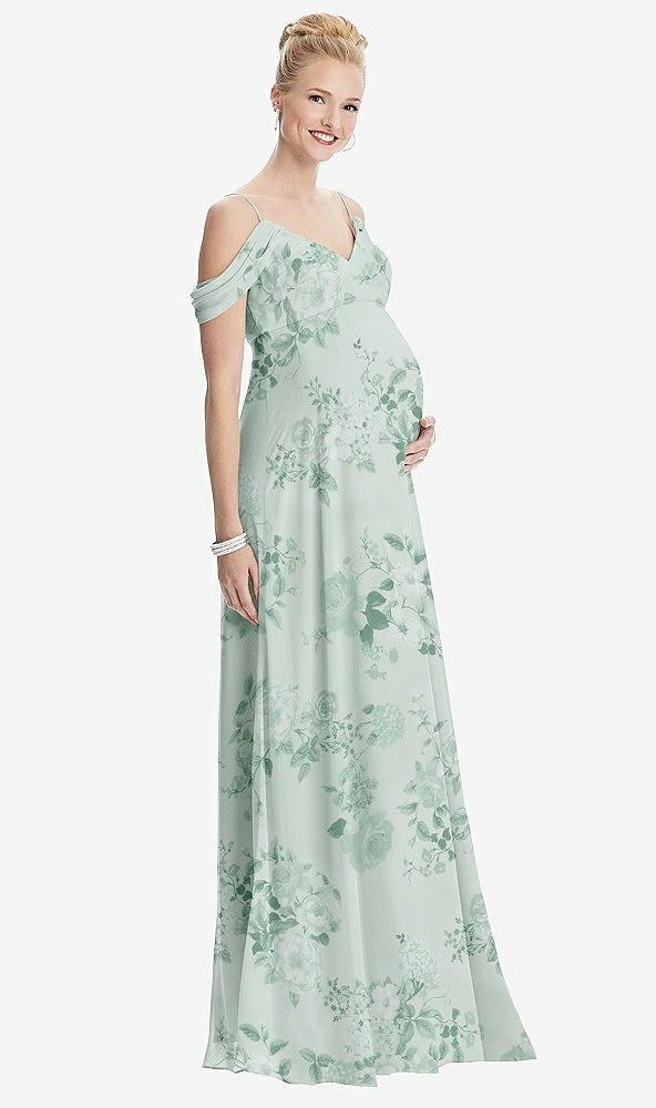 draped cold-shoulder chiffon maternity dress