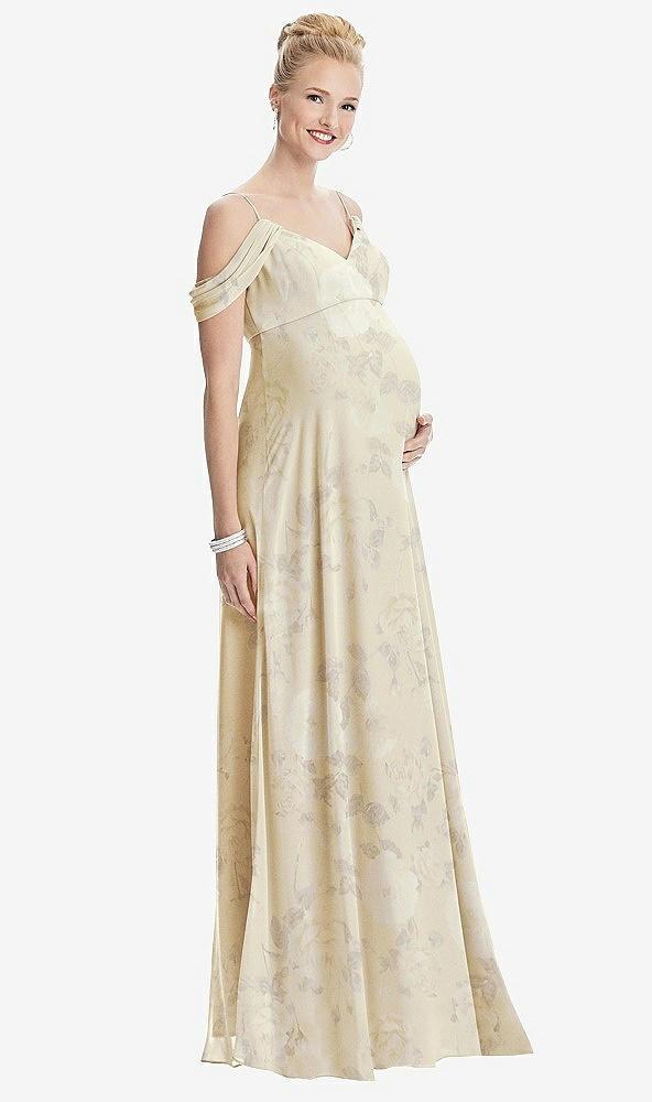 draped cold-shoulder chiffon maternity dress
