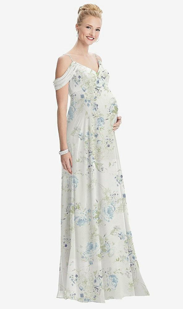 draped cold-shoulder chiffon maternity dress