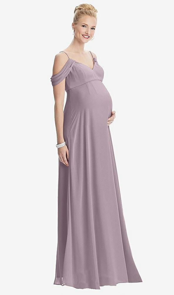 draped cold-shoulder chiffon maternity dress