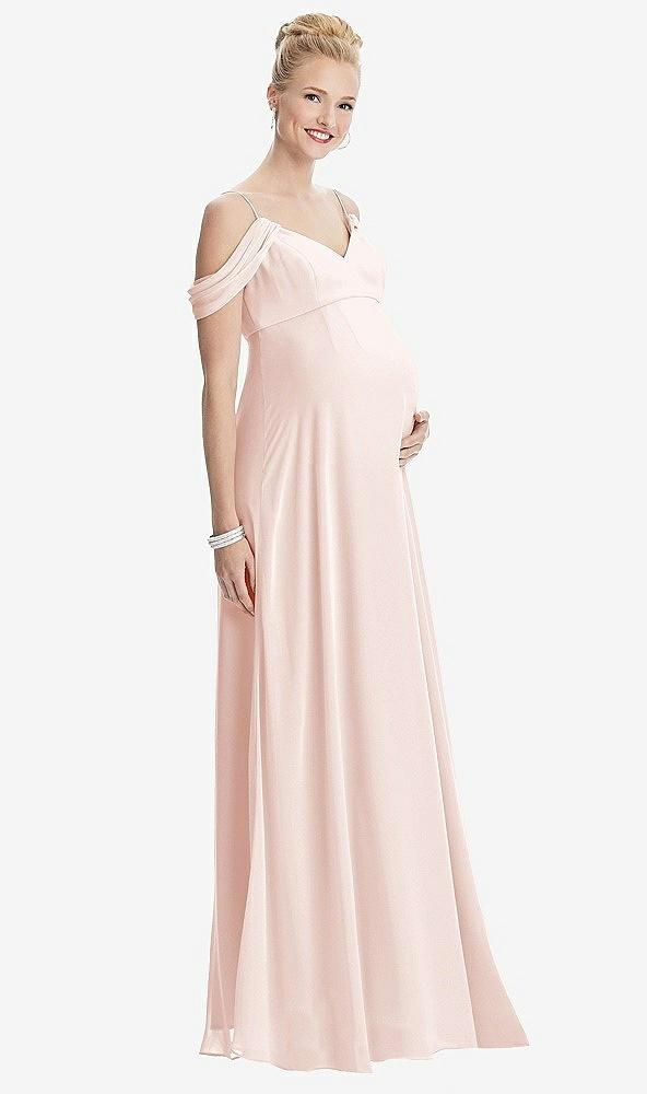 draped cold-shoulder chiffon maternity dress