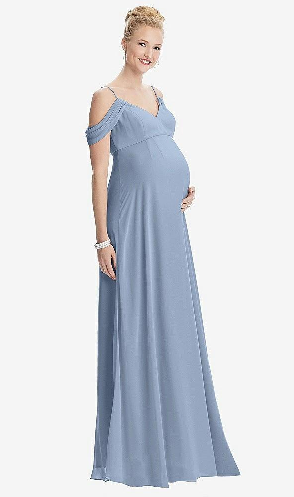 draped cold-shoulder chiffon maternity dress