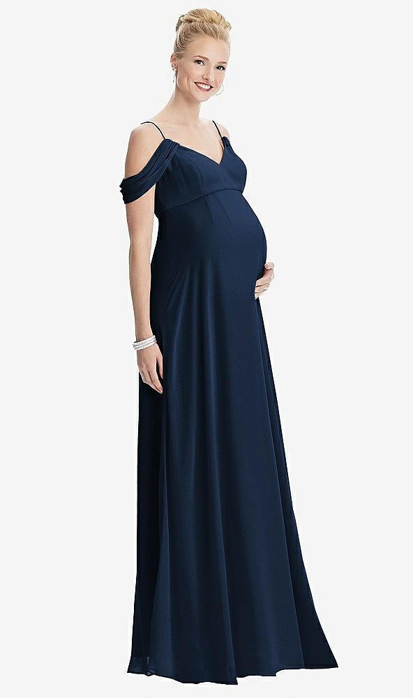 draped cold-shoulder chiffon maternity dress