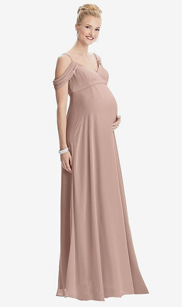 draped cold-shoulder chiffon maternity dress
