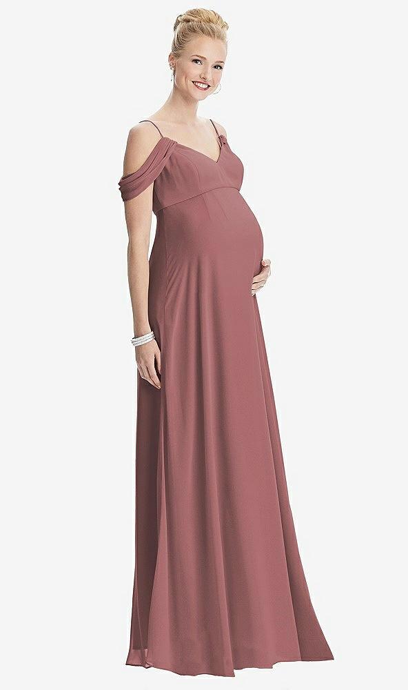 draped cold-shoulder chiffon maternity dress