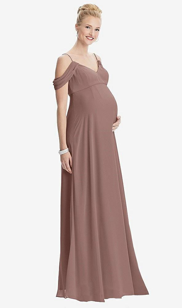 draped cold-shoulder chiffon maternity dress