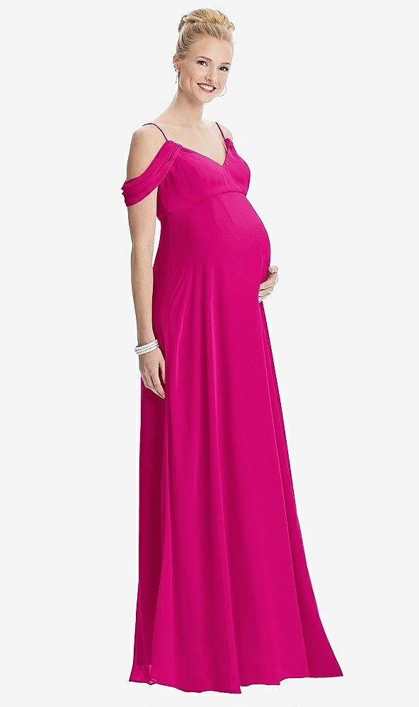 draped cold-shoulder chiffon maternity dress