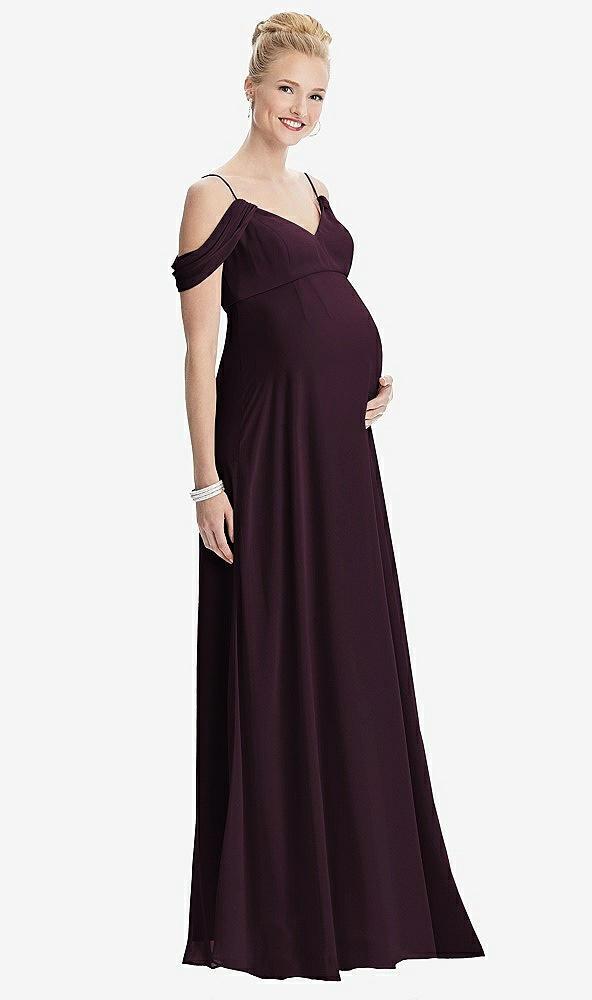 draped cold-shoulder chiffon maternity dress