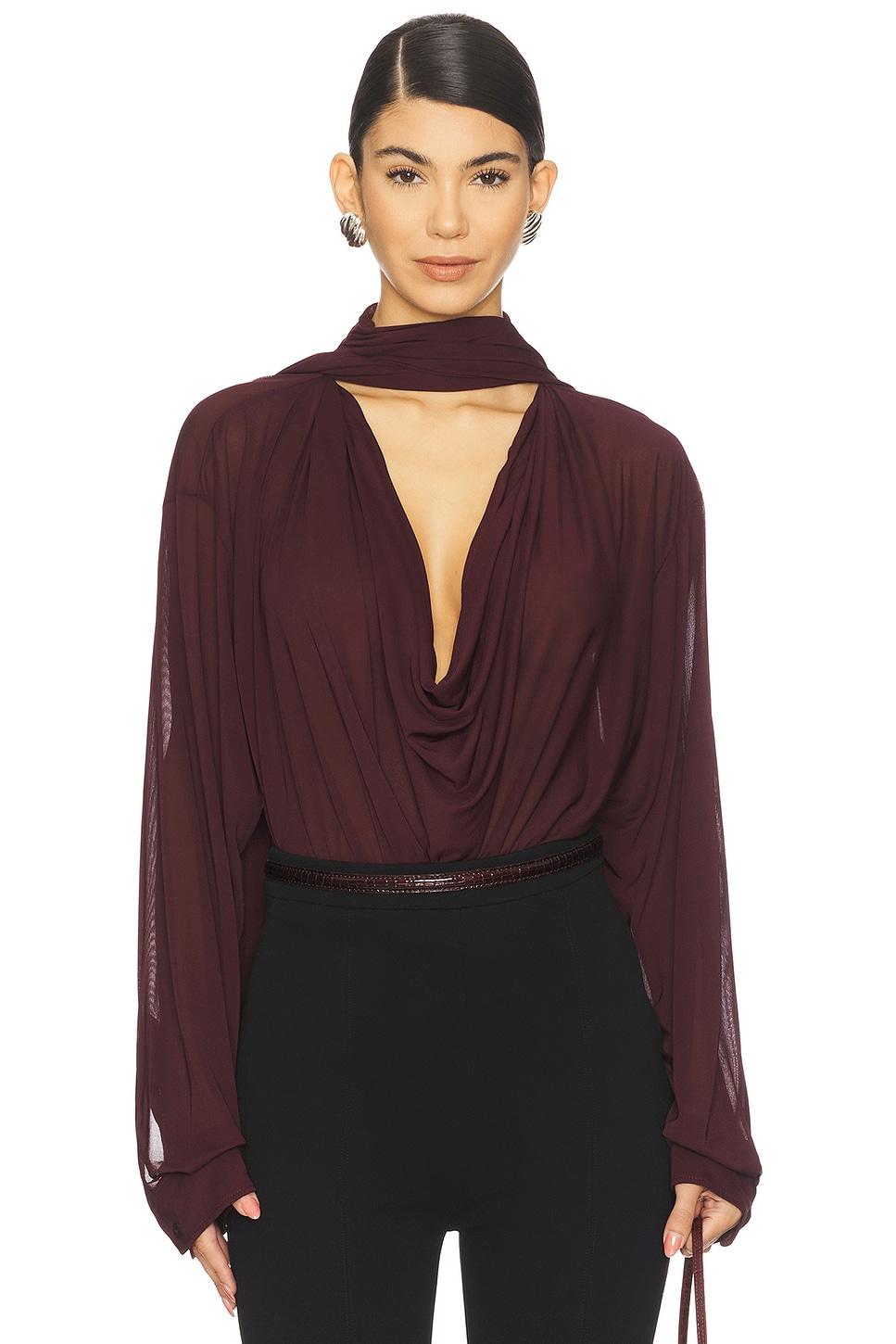 draped collar blouse