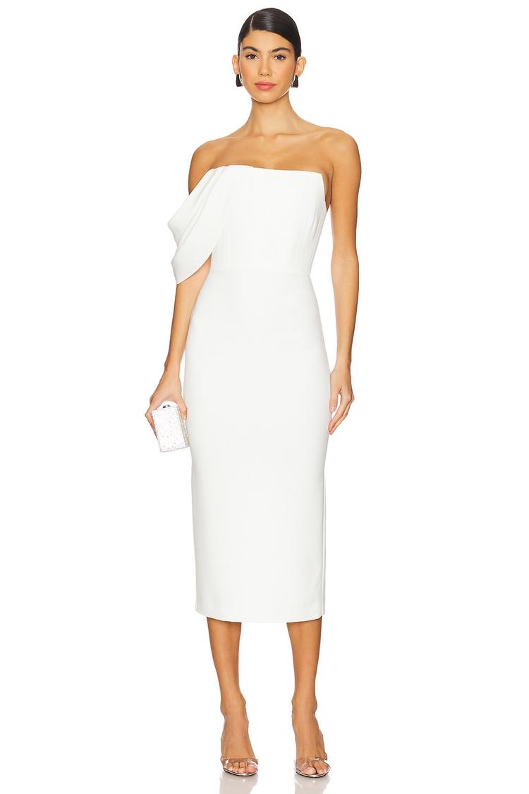 draped corset midi dress