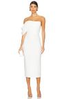 draped corset midi dress