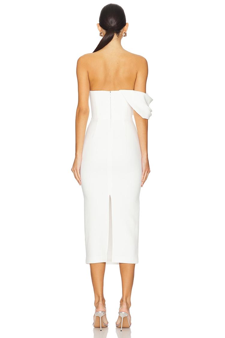 draped corset midi dress