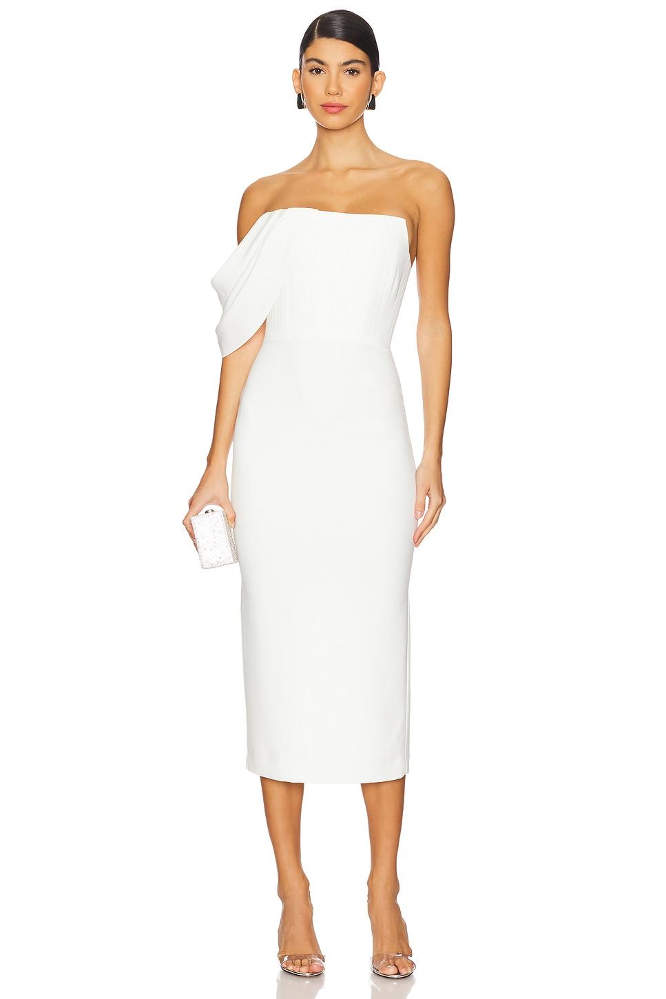 draped corset midi dress