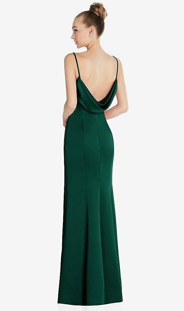 draped cowl-back princess line dress with front slit