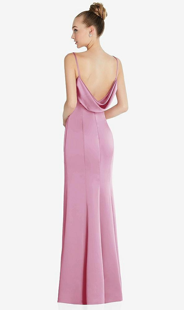 draped cowl-back princess line dress with front slit