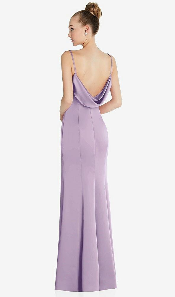draped cowl-back princess line dress with front slit
