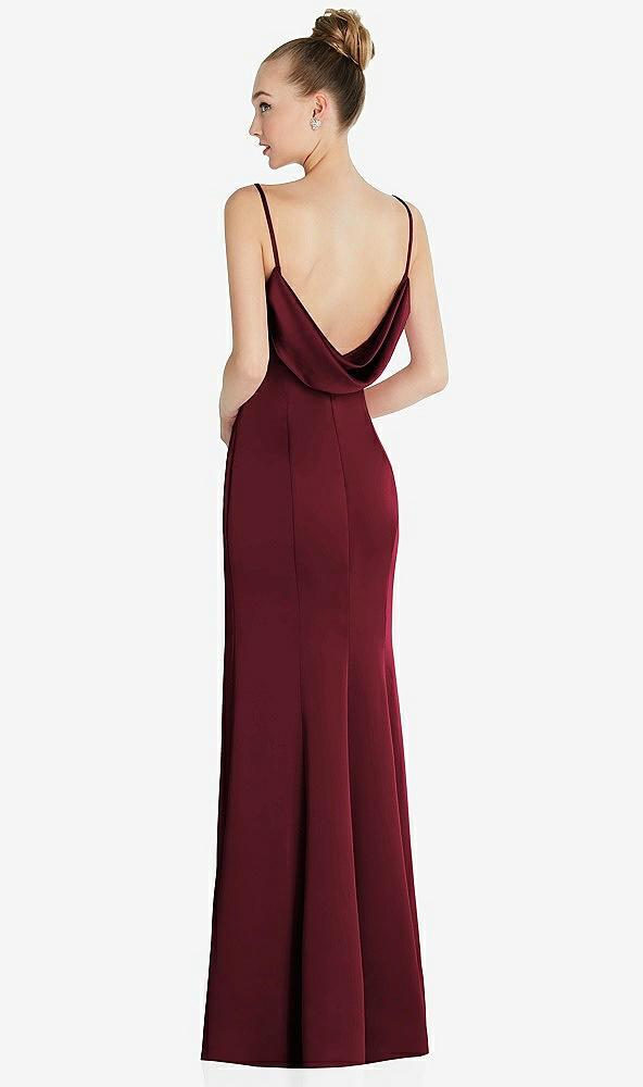draped cowl-back princess line dress with front slit