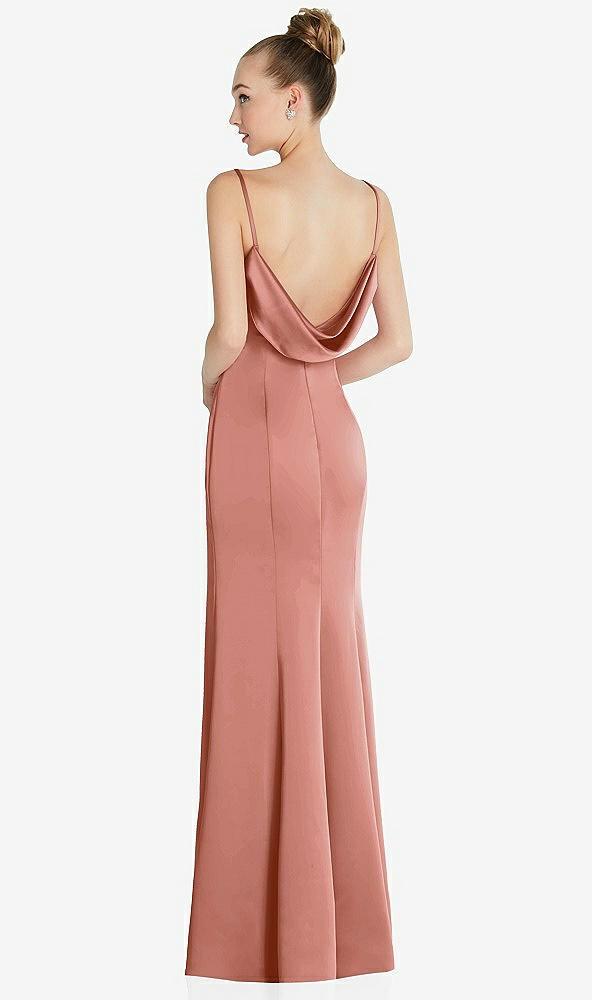 draped cowl-back princess line dress with front slit