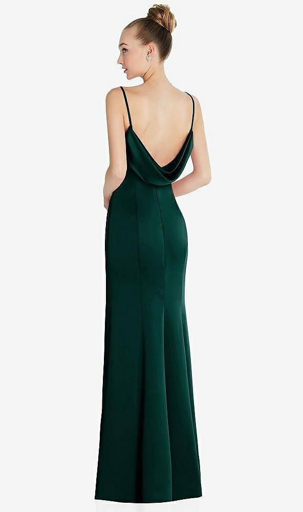 draped cowl-back princess line dress with front slit