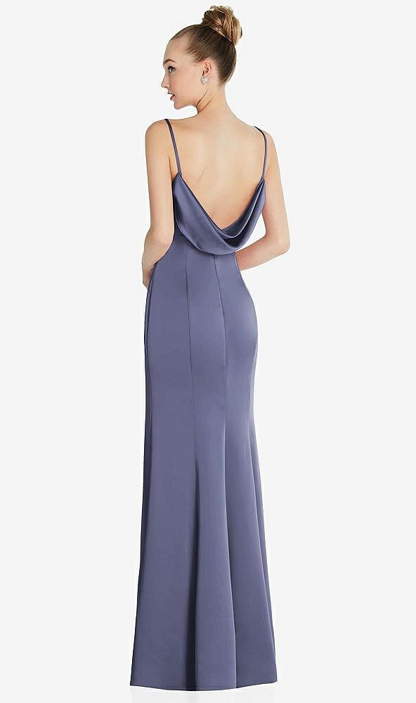 draped cowl-back princess line dress with front slit