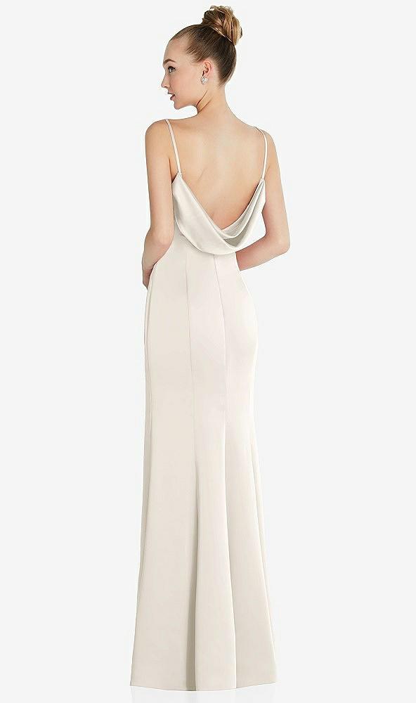 draped cowl-back princess line dress with front slit