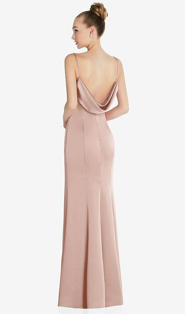 draped cowl-back princess line dress with front slit