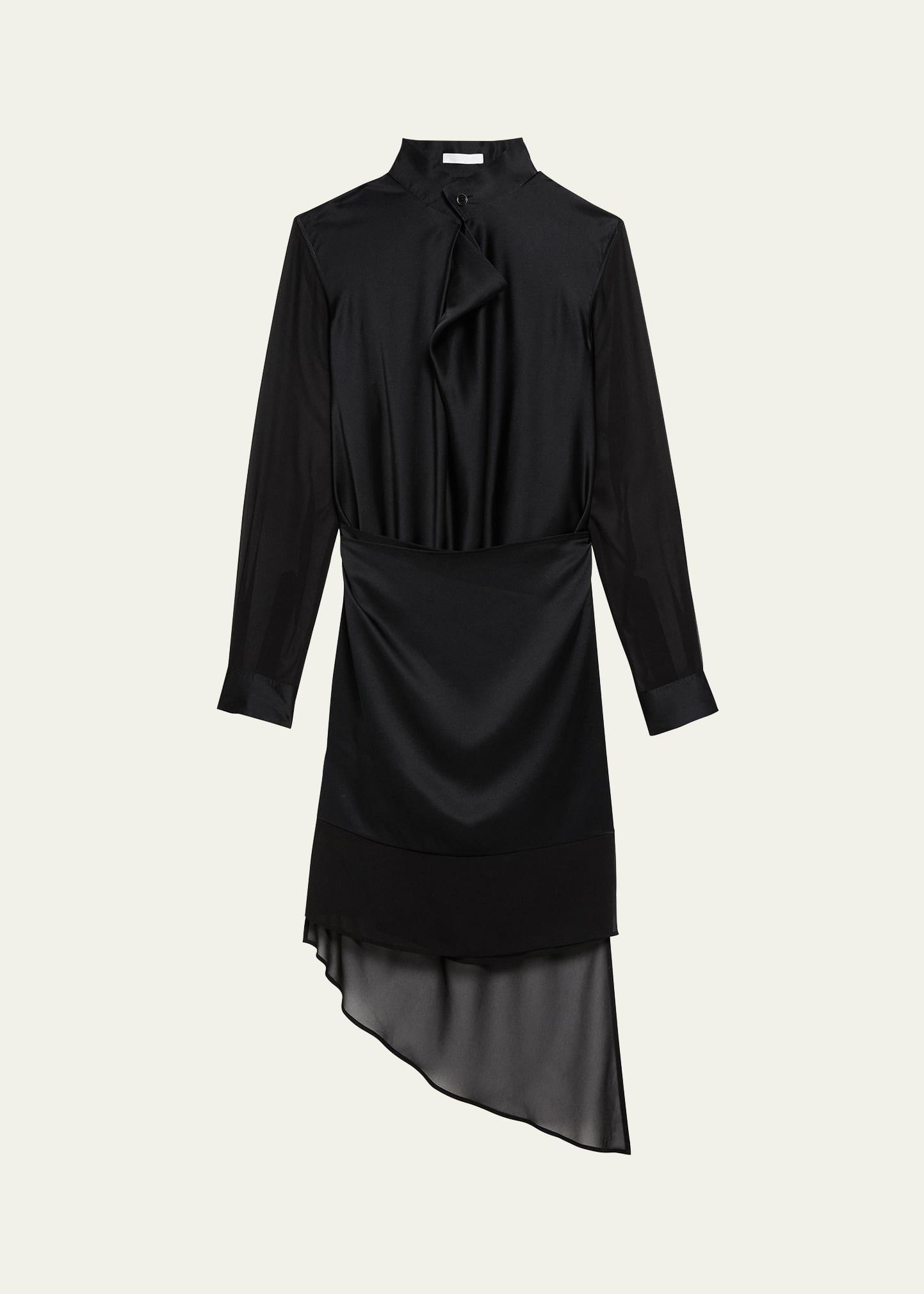 draped cowl-neck scarf shirtdress
